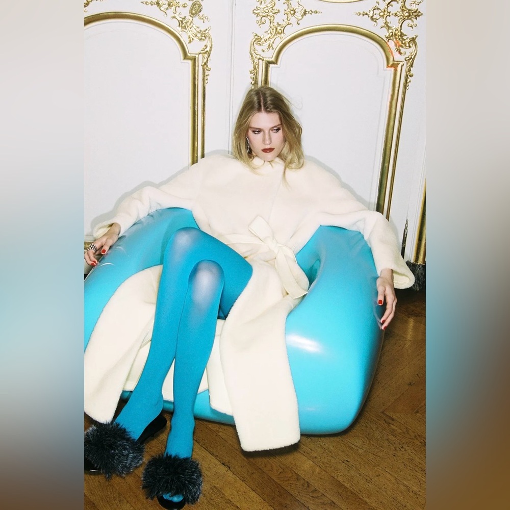 Zara Woman Collection - Limited Edition Faux Fur Coat in Cream.